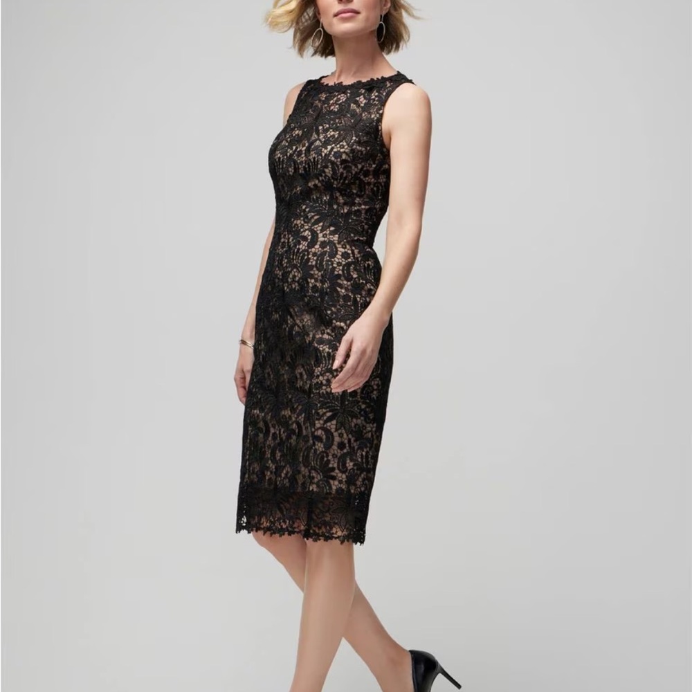 White House Black Market Black Lace Midi Dress